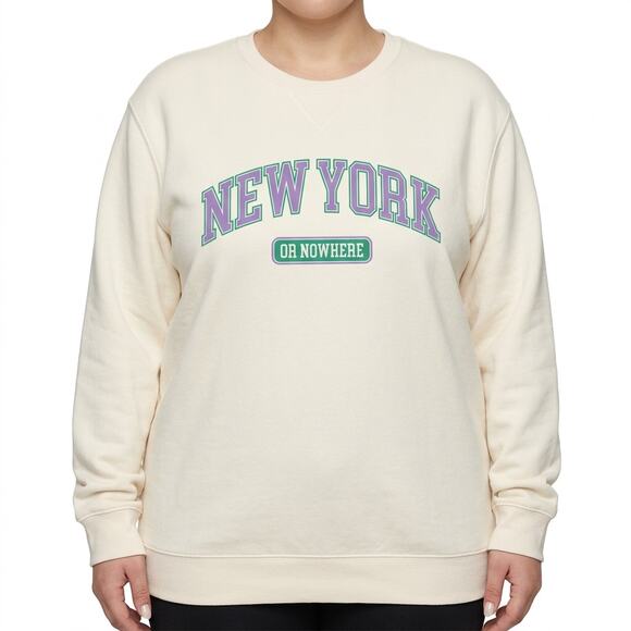 New York or Nowhere Tops - New York or Nowhere NYON Cream Purple Green Crew Neck Sweatshirt size 2X / XXL